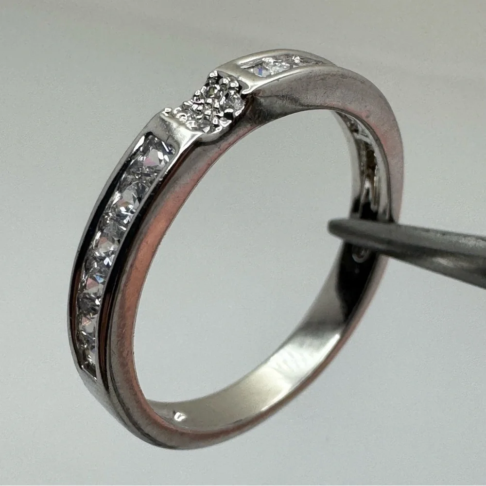 Stunning 10K Gold Plated CZ Engagement Ring Set Split Shank Pavé New